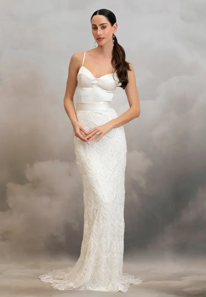 Fit und flare Rock besetzt mit Perlen und Pailletten