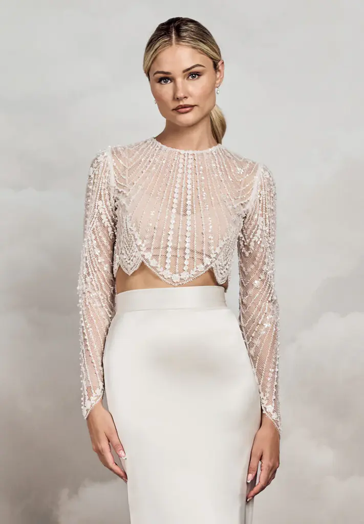 Langarm Oberteil mit Perlen und Pailletten