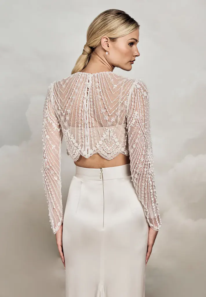 Langarm Oberteil mit Perlen und Pailletten